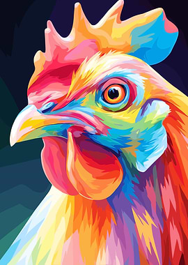Colorful Rooster Portrait