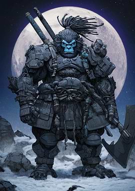 Cyberpunk Gorilla Samurai Warrior