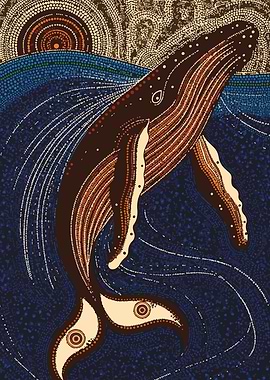 Whale in Aboriginal Dot Art Style