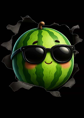 Cool Watermelon with Sunglasses