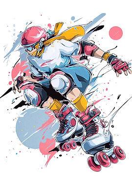 Roller Skater Action Illustration