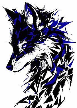 Abstract Wolf Head Illustration