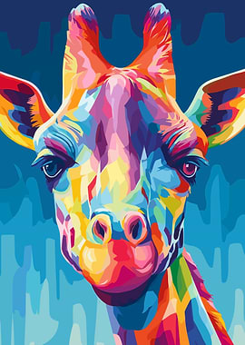 Colorful Giraffe Portrait