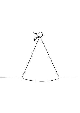 Minimalist Party Hat Line Art