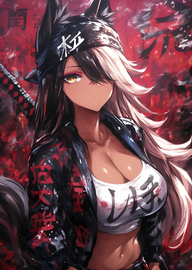 Anime Girl with Wolf Ears and Katana