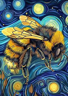 Bee in Starry Night Style