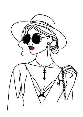 chic Woman Line Art