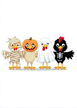 Halloween Chickens in Costume