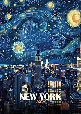 New York City Starry Night Art