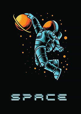 Astronaut with Planet in Space