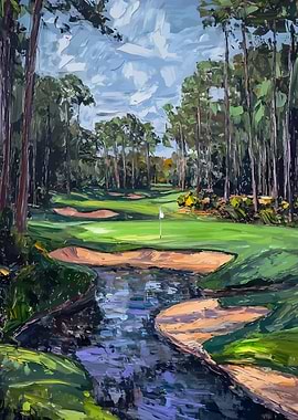 Golf Course Landscape Painting