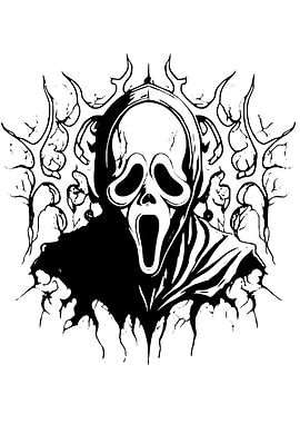 Scream Ghostface Black and White Illustration