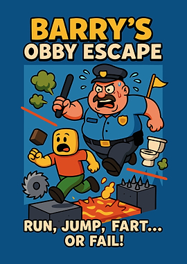Barry's Obby Escape Cartoon Illustration