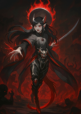 Demon Girl Sword Fire