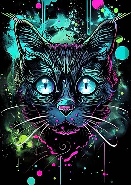 Neon Cat Portrait