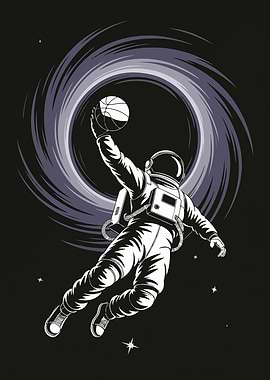 Astronaut Slam Dunk in Space