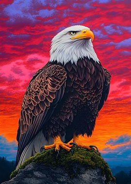 Majestic Bald Eagle Portrait on Rocky Peak