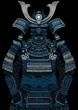Blue Samurai Armor Illustration