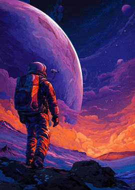 Astronaut on Alien Planet Digital Art