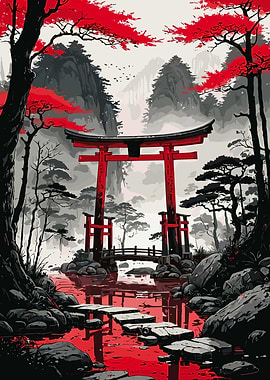 Japanese Torii Gate Pond