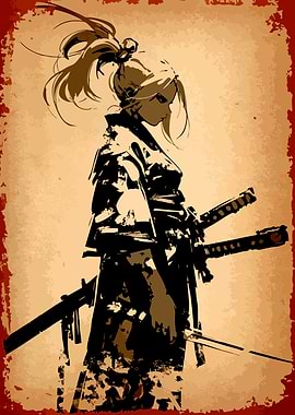 Female Samurai Warrior with Swords