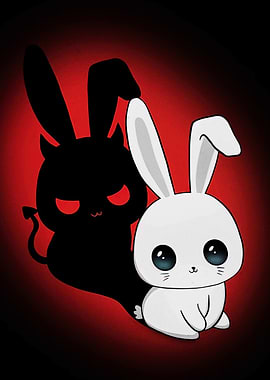 Cute Bunny with Devil Shadow