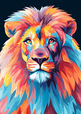Colorful Lion Portrait
