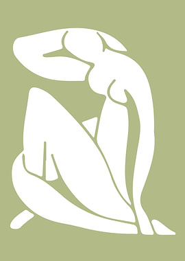 Abstract Nude Figure in White and Green