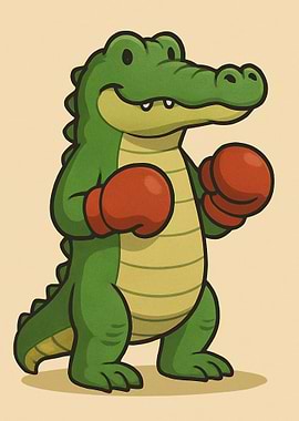 Cartoon Alligator Boxer