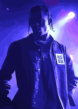Travis Scott Portrait in Blue