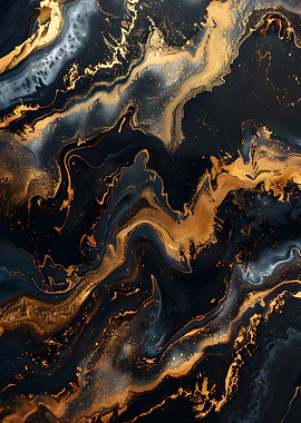 Abstract Gold and Dark Blue Marble