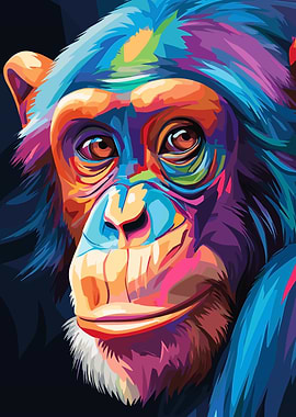 Colorful Chimpanzee Portrait