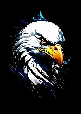 Eagle Head Portrait on Black Background