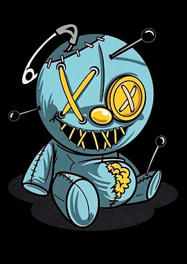 Creepy Voodoo Doll Cartoon Illustration