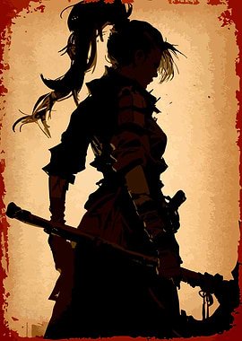 Silhouette of a Female Warrior