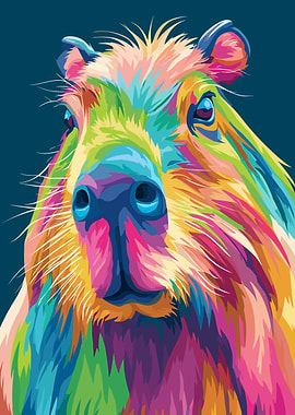 Colorful Capybara Portrait