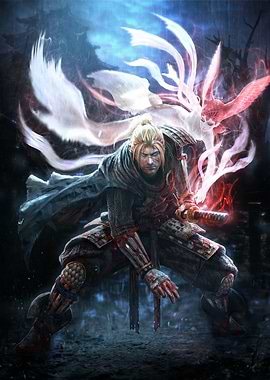 Nioh Game Samurai Warrior with Guardian