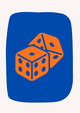 Orange Dice on Blue Background