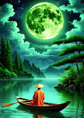 Boat Green Moon