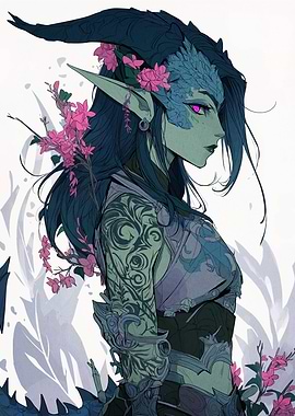 Dragon Elf with Flowers