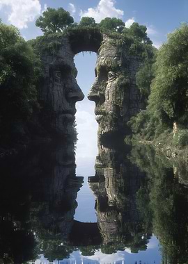 Stone Face Cliffs Reflected in Water