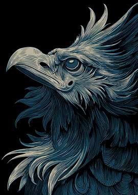 Detailed Eagle Illustration on Black Background
