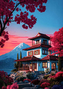 Japanese House Cherry Blossoms