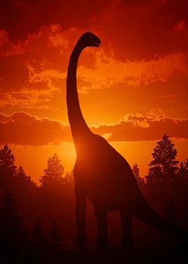 Dinosaur Silhouette at Sunset