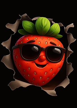 Cool Strawberry Bursting Through