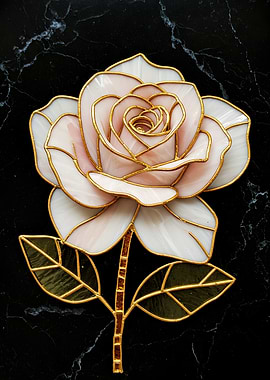 Stained Glass Rose on Marble
