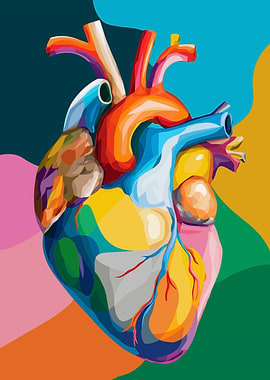 Colorful Human Heart Anatomy Illustration