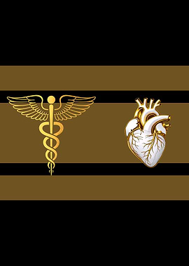 Medical Symbols on Striped Background