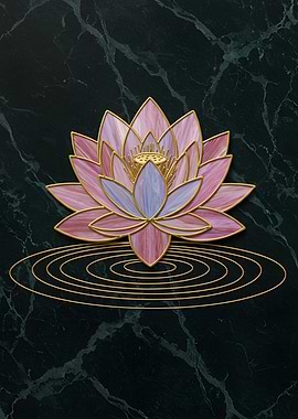 Pink Lotus Flower with Golden Accents