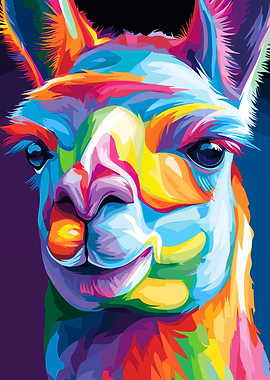 Colorful Llama Portrait